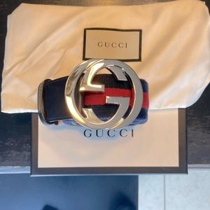 Gucci Mens Web Belt with G buckle